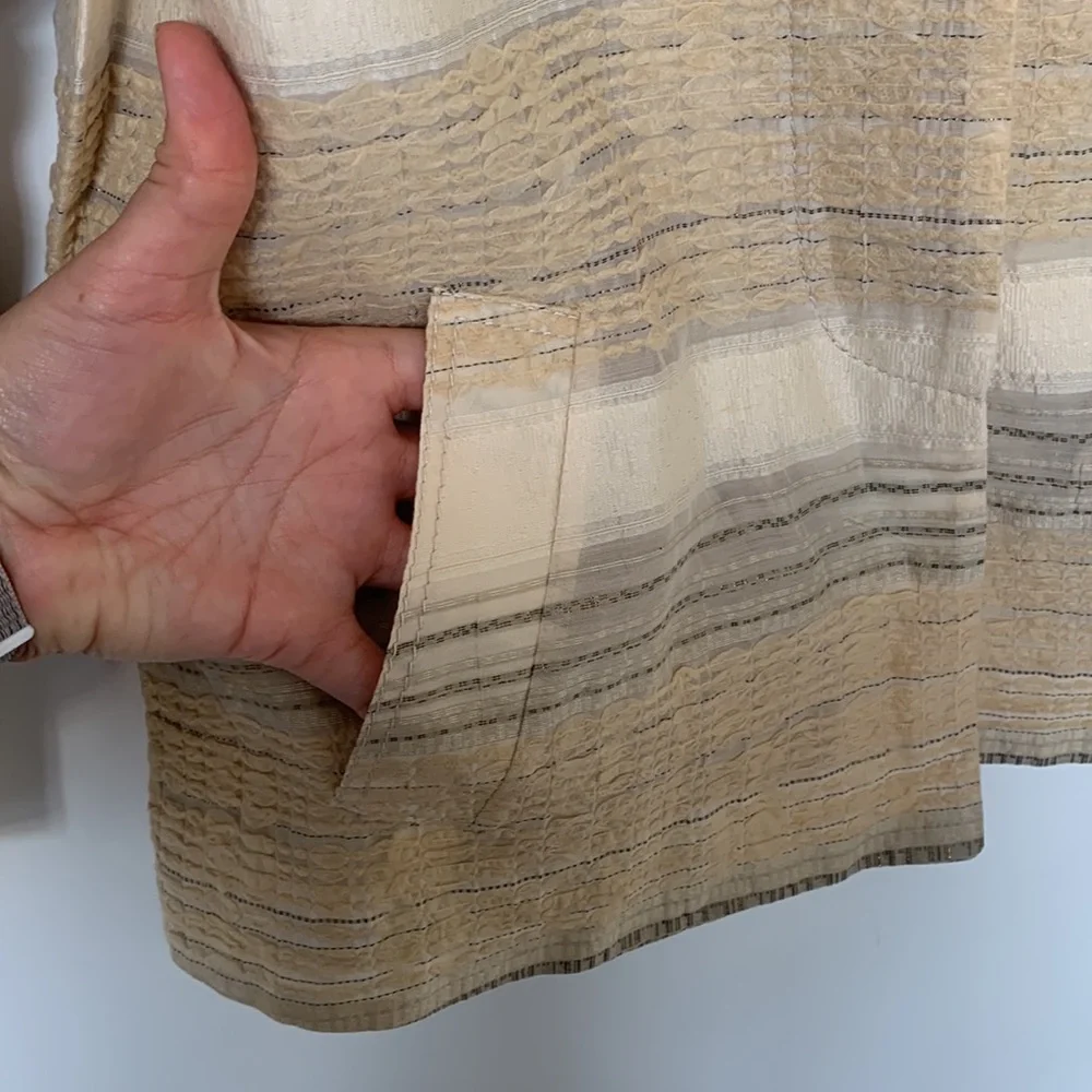 PIAZZA SEMPIONE Vintage Textured White, Beige, Gray, Gold Jacket - Size Medium - Picture 4 of 16